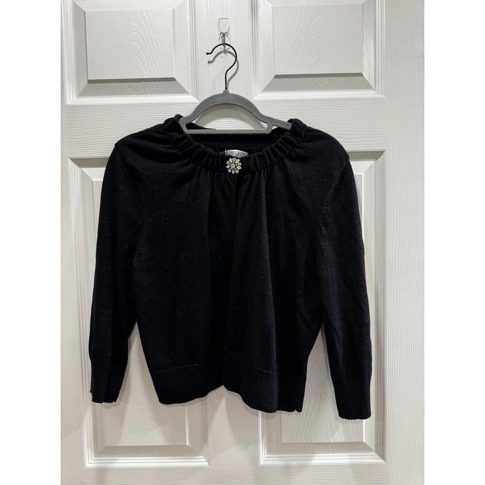 Jennifer Lopez Black Rhinestone Sparkle Black Holiday Sweater Cadigan XL